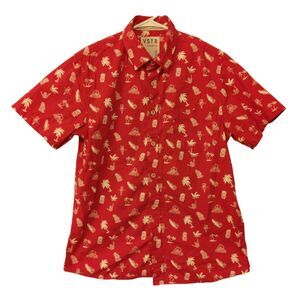 VSTR premium golf shirt mens M Medium red hawaiian all over print button short s